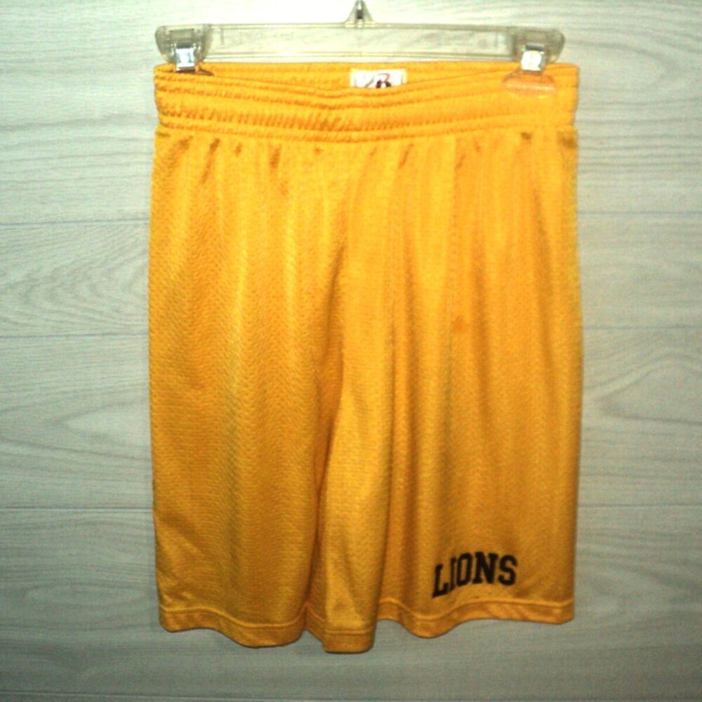 Lions Shorts Adult Size S Gold Activewear Elastic Waist, Drawstring Badger